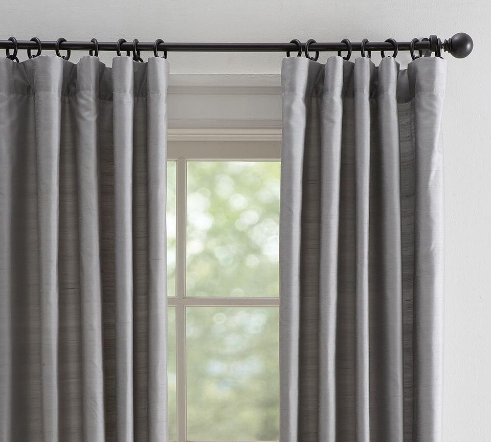 Dupioni Silk Curtain Platinum Grey Pottery Barn Australia